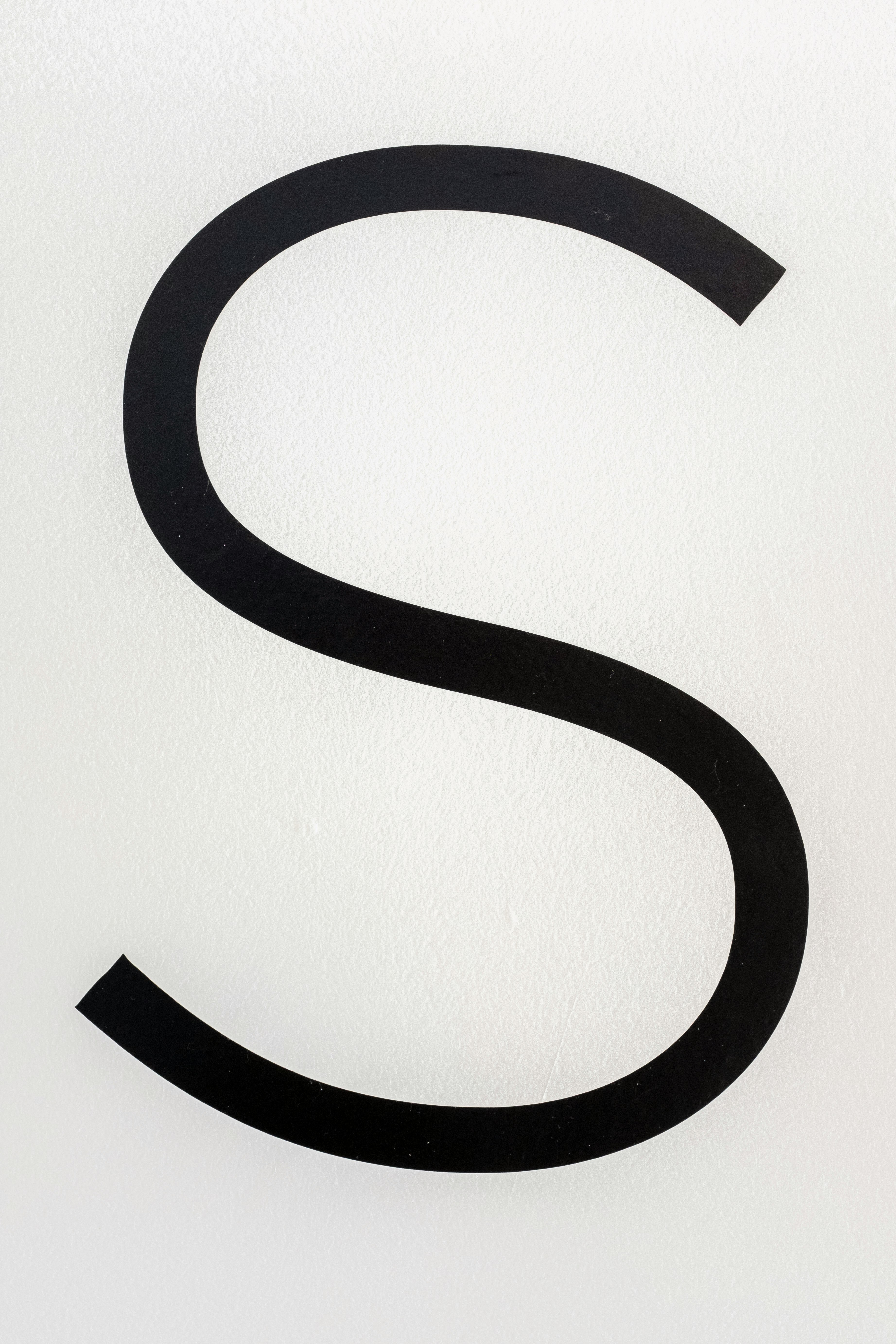 black and white letter s